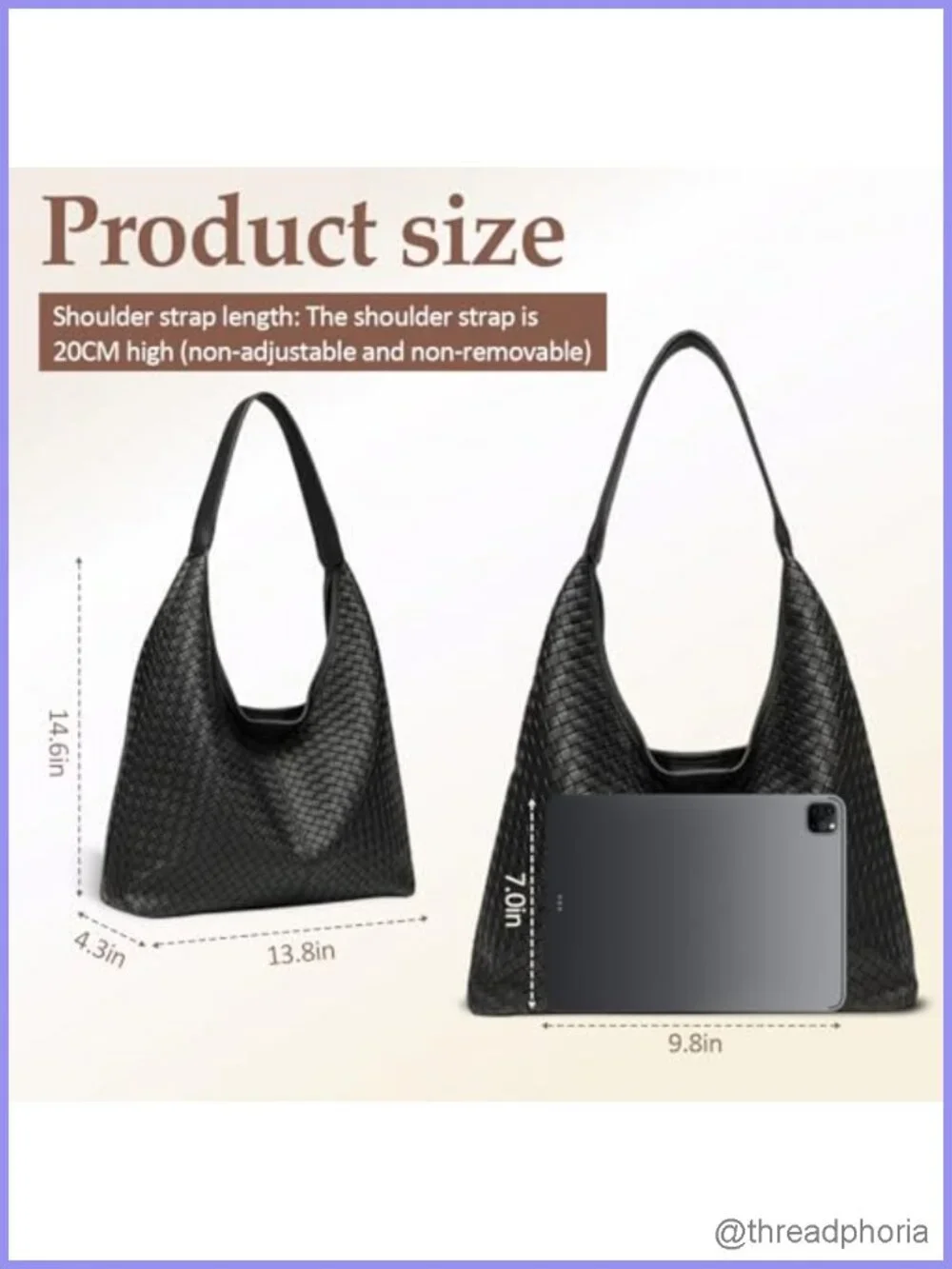 Large Woven Textured Vegan Leather Hobo Tote Shoulder Bag for Women